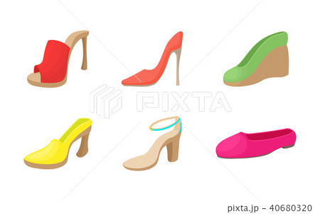 Woman shoes icon set, cartoon style 40680320