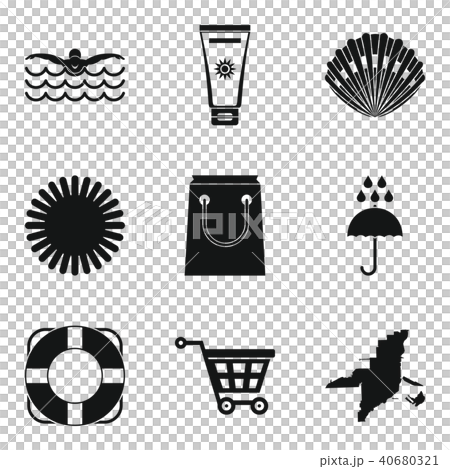 Seaside resort icons set, simple style 40680321