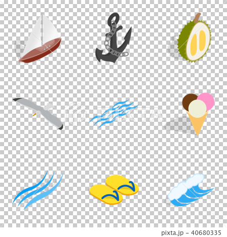 Sea breeze icons set, isometric style 40680335