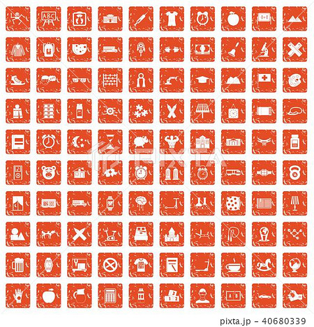 100 alarm clock icons set grunge orange 100 alarm clock icons set grunge orange 40680339