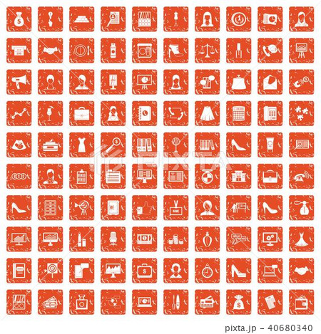 100 business woman icons set grunge orange 100 business woman icons set grunge orange 40680340