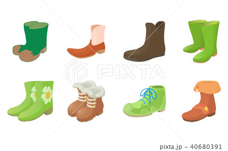 Boots icon set, cartoon style 40680391