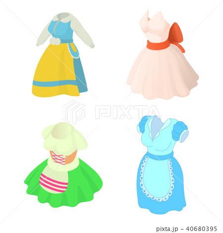 Dress icon set, cartoon style Dress icon set, cartoon style 40680395