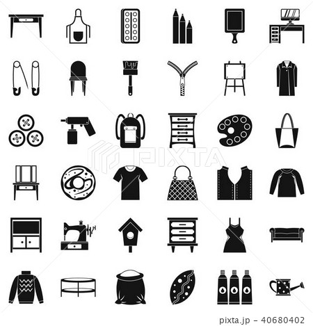 Sewing icons set, simple style Sewing icons set, simple style 40680402