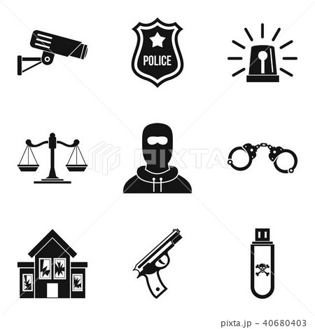 Safeguarding icons set, simple style Safeguarding icons set, simple style 40680403