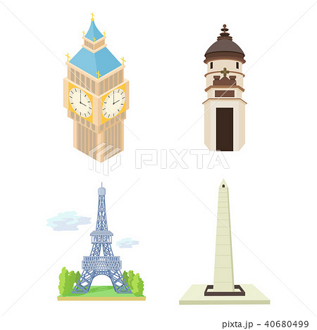 Hystorical tower icon set, cartoon style Hystorical tower icon set, cartoon style 40680499