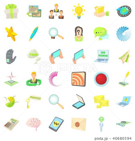 Commentator icons set, cartoon style 40680594