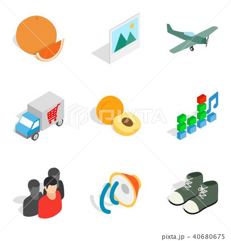 Intake icons set, isometric style Intake icons set, isometric style 40680675