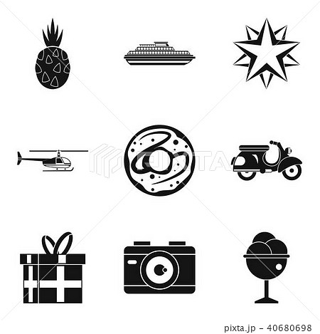 Honeymoon trip icons set, simple style Honeymoon trip icons set, simple style 40680698
