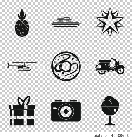 Honeymoon trip icons set, simple style Honeymoon trip icons set, simple style 40680698