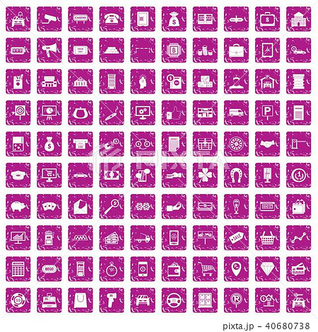 100 coin icons set grunge pink 100 coin icons set grunge pink 40680738