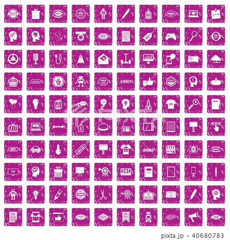100 creative marketing icons set grunge pink 40680783