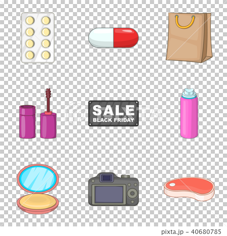 Shopping product icons set, cartoon style 40680785