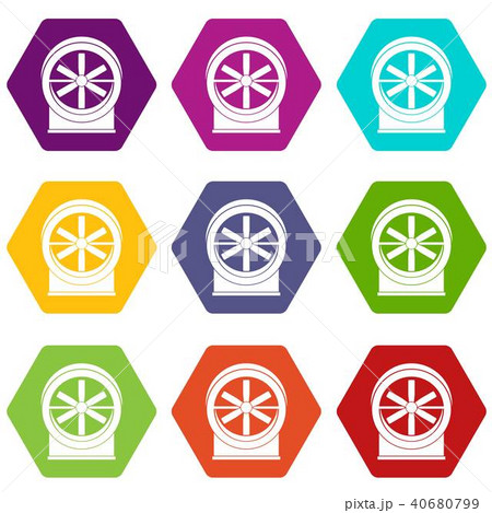 Fan icon set color hexahedron 40680799