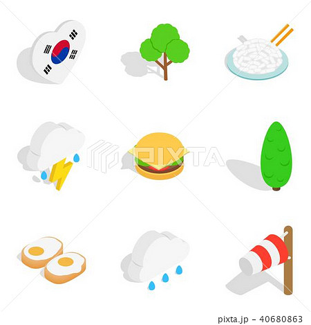 Rest in South Korea icons set, isometric style 40680863