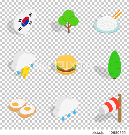 Rest in South Korea icons set, isometric style 40680863