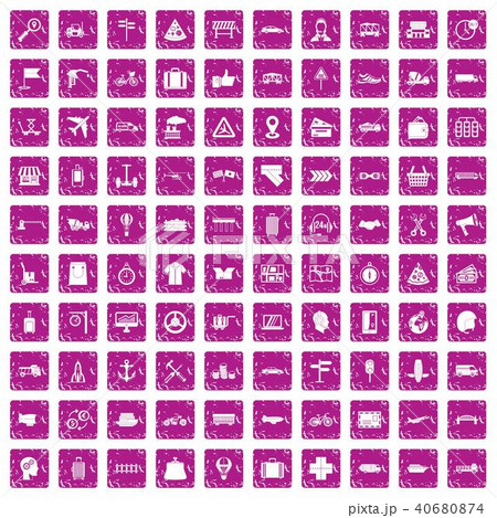 100 delivery icons set grunge pink 100 delivery icons set grunge pink 40680874
