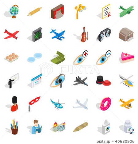 Encroachment icons set, isometric style Encroachment icons set, isometric style 40680906