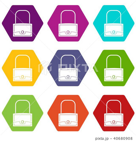 Little bag icon set color hexahedron 40680908