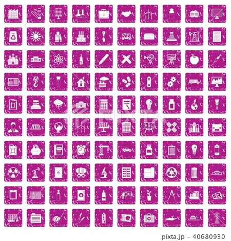 100 company icons set grunge pink 100 company icons set grunge pink 40680930