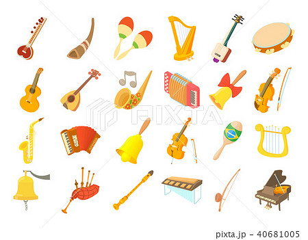 Musical instrument icon set, cartoon style 40681005