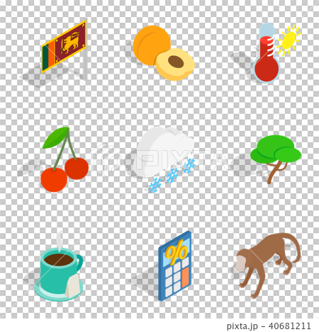 Srilanka icons set, isometric style 40681211