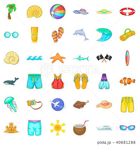 Aqua icons set, cartoon style 40681288