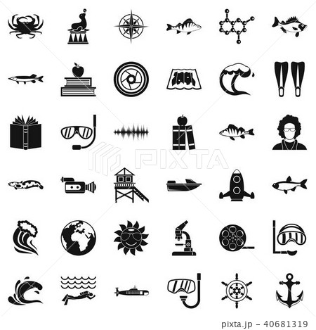 Blue water icons set, simple style Blue water icons set, simple style 40681319