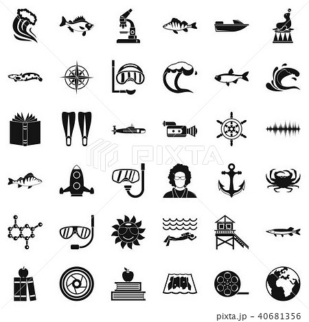 High sea icons set, simple style High sea icons set, simple style 40681356