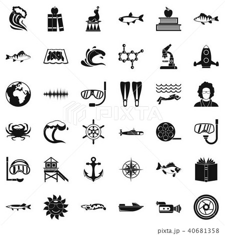 Oceanologist icons set, simple style 40681358