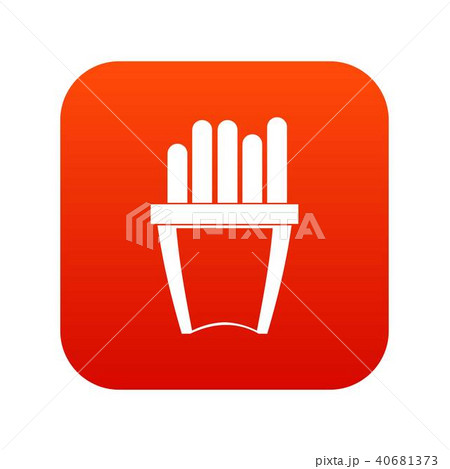 Portion of french fries icon digital red 40681373