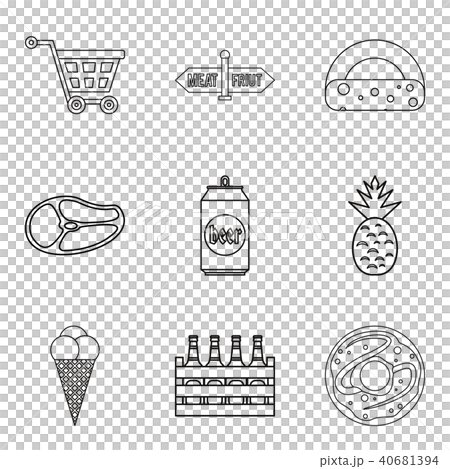 Gastronomy market icons set, outline style Gastronomy market icons set, outline style 40681394