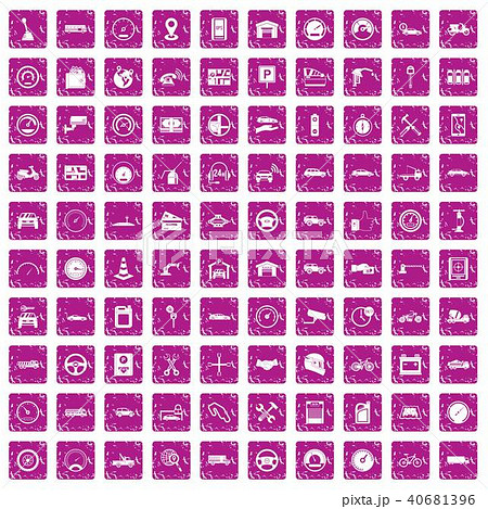 100 garage icons set grunge pink 100 garage icons set grunge pink 40681396