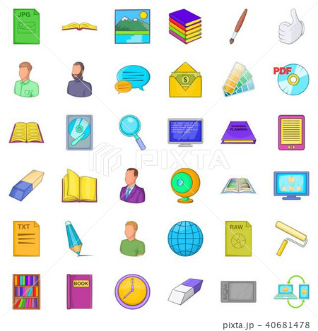 Bureau icons set, cartoon style Bureau icons set, cartoon style 40681478