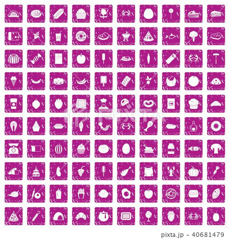 100 favorite food icons set grunge pink 100 favorite food icons set grunge pink 40681479