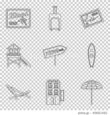 Water paradise icons set, outline style 40681482