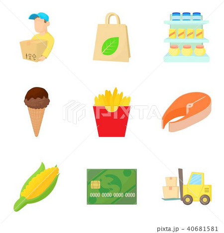 Market place icons set, cartoon style 40681581