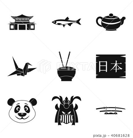 Sushi bar icons set, simple style Sushi bar icons set, simple style 40681628