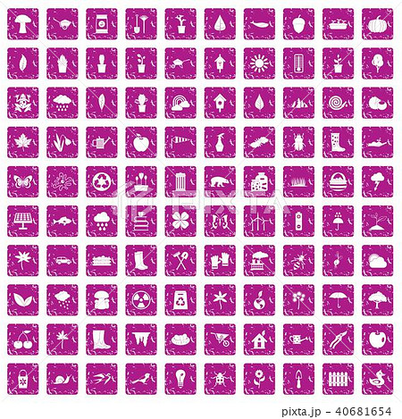 100 garden stuff icons set grunge pink 100 garden stuff icons set grunge pink 40681654