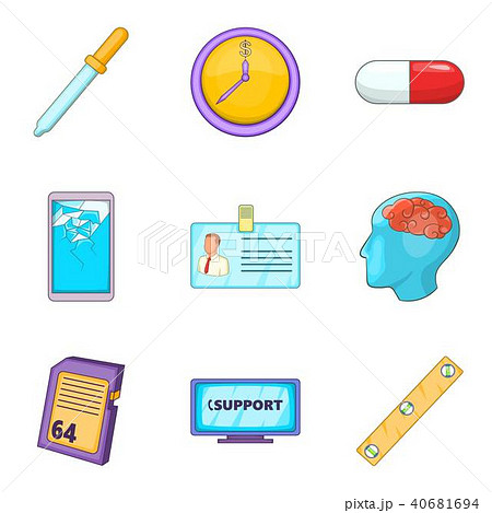Entrepreneurship support icons set, cartoon style 40681694