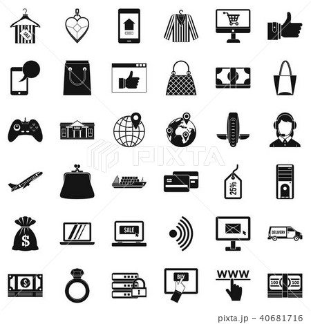 Inet purchase icons set, simple style Inet purchase icons set, simple style 40681716