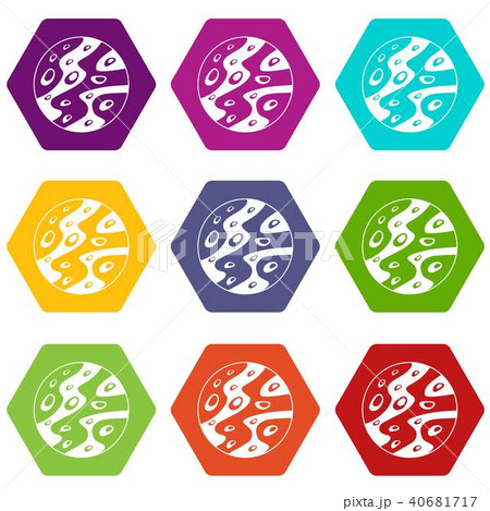 Moon icon set color hexahedron Moon icon set color hexahedron 40681717