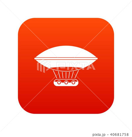 Hot air balloon with gondola basket icon digital red 40681758