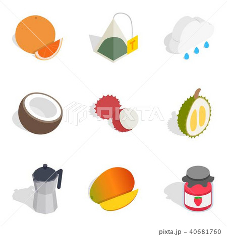 Evening tea icons set, isometric style 40681760