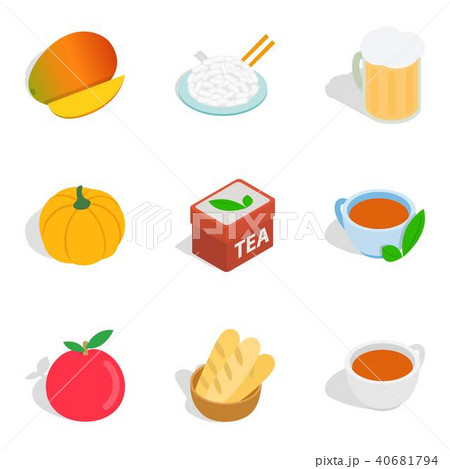 Tasty tea icons set, isometric style 40681794