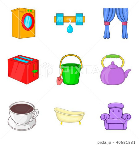 Pour icons set, cartoon style 40681831