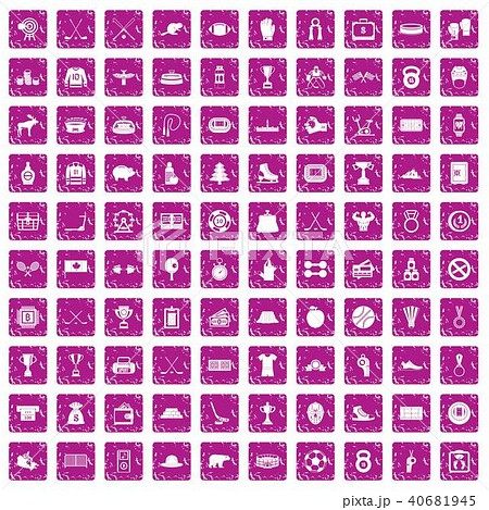 100 hockey icons set grunge pink 100 hockey icons set grunge pink 40681945