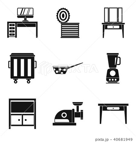 Sleeping house icons set, simple style Sleeping house icons set, simple style 40681949