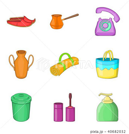Cleaning in the building icons set, cartoon style Cleaning in the building icons set, cartoon style 40682032
