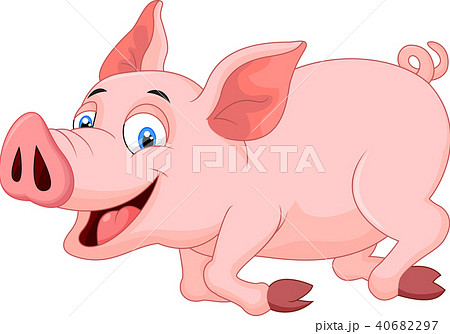 Cartoon Pig Runningのイラスト素材